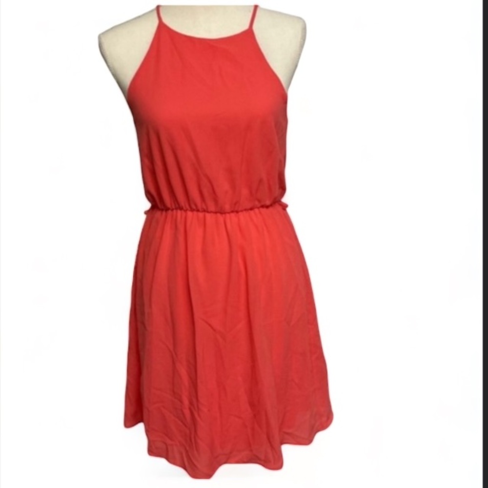 Everly Spaghetti Strap Coral Dress Elastic Waist Ladies Size Small EUC